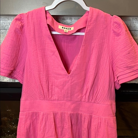 Boden Pink A Line Cotton short Sleeve Dress size 12L - Picture 7 of 16